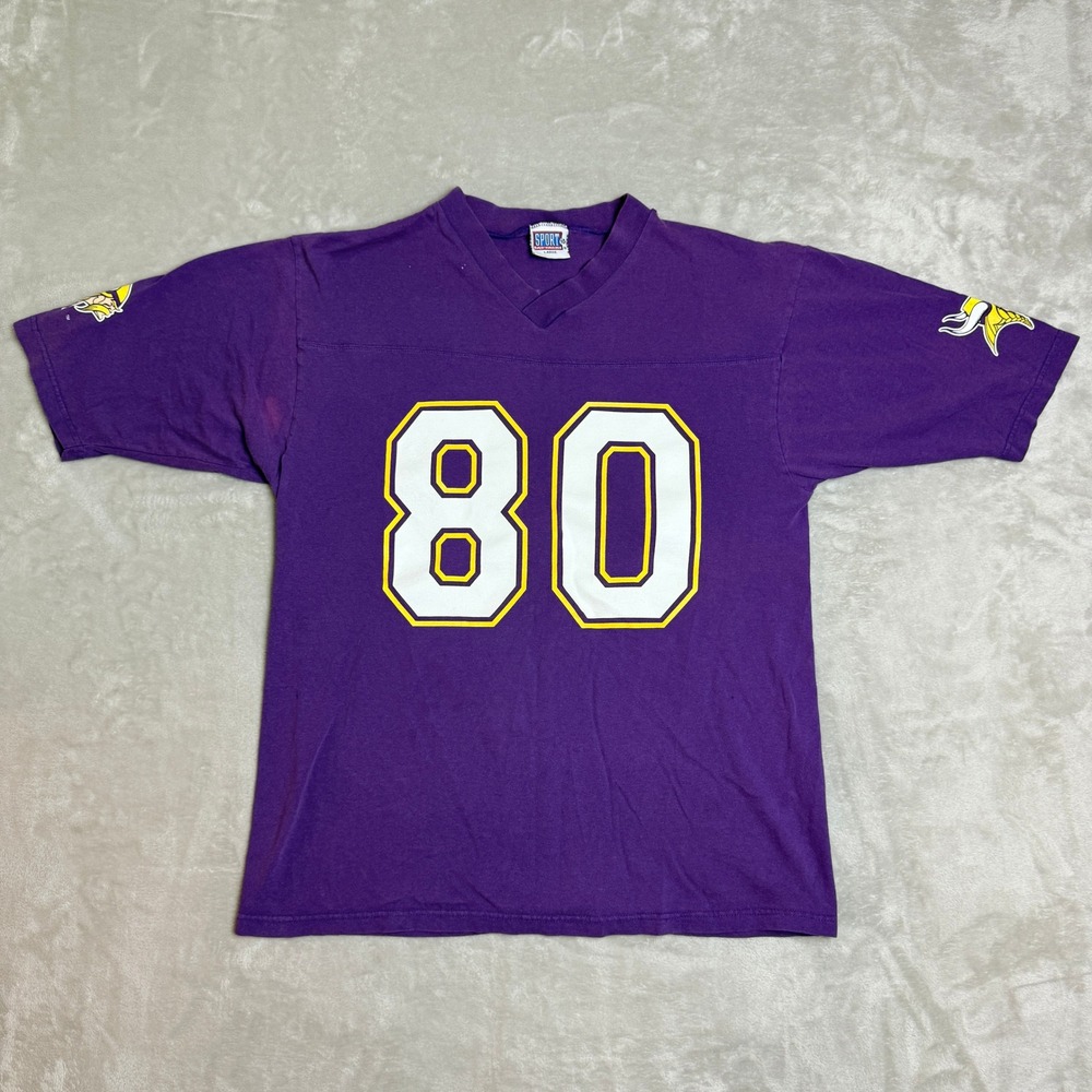 VTG Minnesota Vikings Cris Carter Purple Jersey T-Shirt Mens L Sport Attack 90s